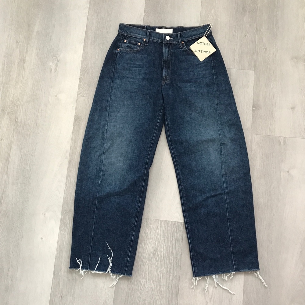 MOTHER DENIM DARK BLUE JEANS THE MID RISE FULL PIPE FLOOD WOMENS 26